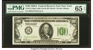 image for: Fr. 2151-B $100 1928A Light Green Seal Federal Reserve Note. PMG Gem Uncirculated 65 EPQ....