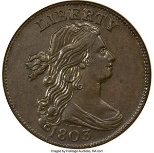 image for: 1803 1C Small Date, Small Fraction, S-247, B-5, R.3, AU58 NGC....