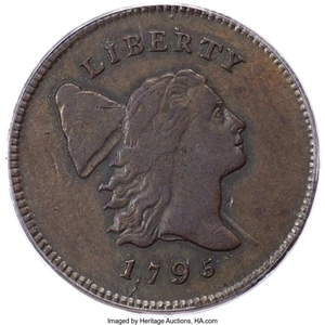 image for: 1795 1/2 C Lettered Edge, Punctuated Date, C-2a, B-2a, R.3, AU55 PCGS. CAC....