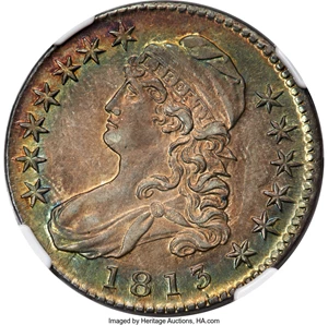 image for: 1813 50C O-105, R.1, AU58 NGC....