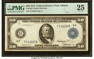 image for: Fr. 1044 $50 1914 Federal Reserve Note PMG Very Fine 25....