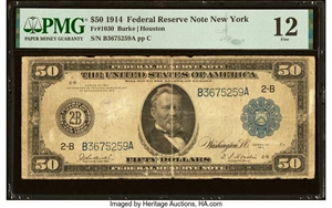 image for: Fr. 1030 $50 1914 Federal Reserve Note PMG Fine 12....