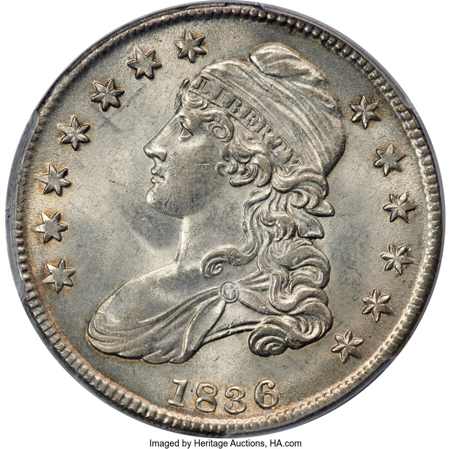 image for: 1836 50C Lettered Edge, O-115, R.3, MS63 PCGS....