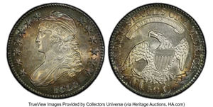 image for: 1828 50C Square Base 2, Small 8s, Large Letters, O-120, R.2, AU58 PCGS....