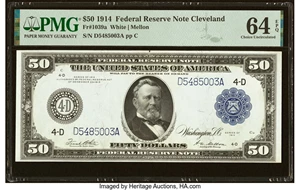 image for: Fr. 1039a $50 1914 Federal Reserve Note PMG Choice Uncirculated 64 EPQ....