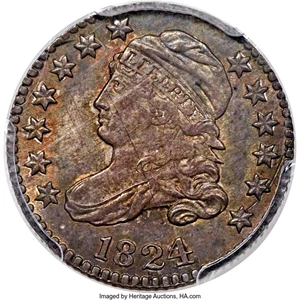image for: 1824/2 10C Pointed Top 1, JR-1, High R.5, MS64 PCGS....