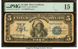 image for: Fr. 271 $5 1899 Silver Certificate PMG Choice Fine 15....