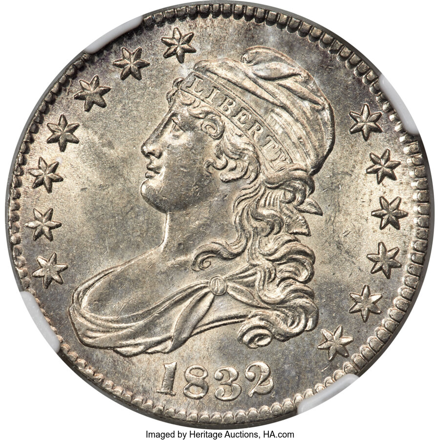 image for: 1832 50C Small Letters, O-111, R.1, MS62 NGC....