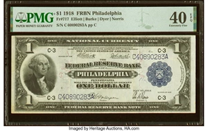 image for: Fr. 717 $1 1918 Federal Reserve Bank Note PMG Extremely Fine 40 EPQ....