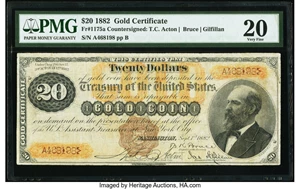 image for: Fr. 1175a $20 1882 Gold Certificate PMG Very Fine 20....
