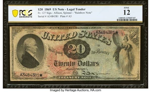 image for: Fr. 127 $20 1869 Legal Tender PCGS Banknote Fine 12....
