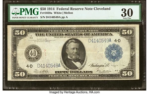 image for: Fr. 1039a $50 1914 Federal Reserve Note PMG Very Fine 30....
