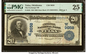 image for: Tulsa, OK - $20 1902 Date Back Fr. 645 The Exchange National Bank Ch. # (W)9658 PMG Very Fine 25....