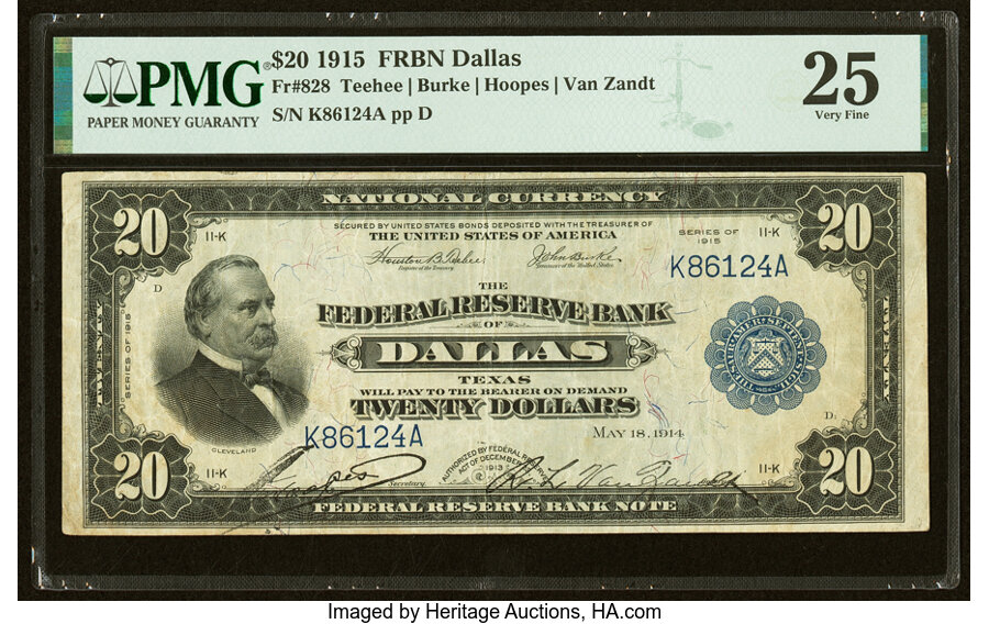 image for: Fr. 828 $20 1915 Federal Reserve Bank Note PMG Very Fine 25....