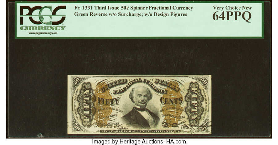 image for: Fr. 1331 50¢ Third Issue Spinner PCGS Very Choice New 64PPQ....