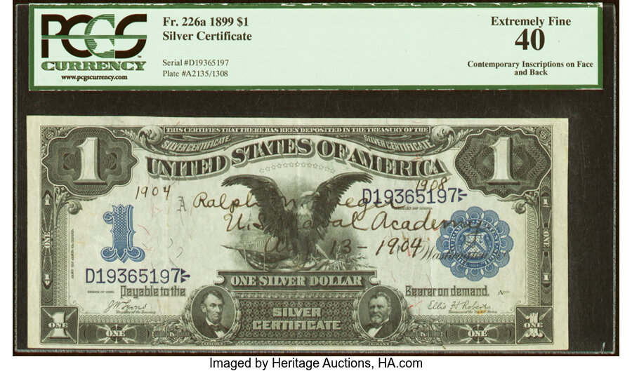 image for: Fr. 226a $1 1899 Silver Certificate PCGS Extremely Fine 40....