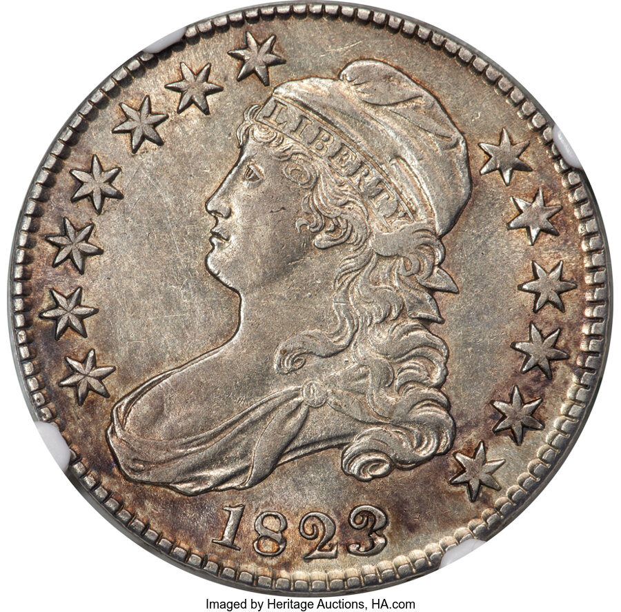 image for: 1823 50C Broken 3, O-101, R.2, AU50 NGC....