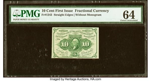 image for: Fr. 1243 10¢ First Issue PMG Choice Uncirculated 64....