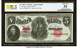 image for: Fr. 88 $5 1907 Legal Tender PCGS Banknote Choice VF 35....
