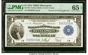 image for: Fr. 735 $1 1918 Federal Reserve Bank Note PMG Gem Uncirculated 65 EPQ....