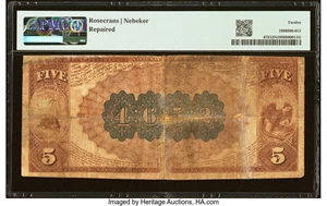 image for: Seymour, IN - $5 1882 Brown Back Fr. 472 The Seymour National Bank Ch. # 4652 PMG Fine 12 Net....