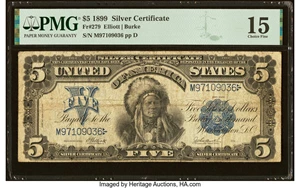image for: Fr. 279 $5 1899 Silver Certificate PMG Choice Fine 15....