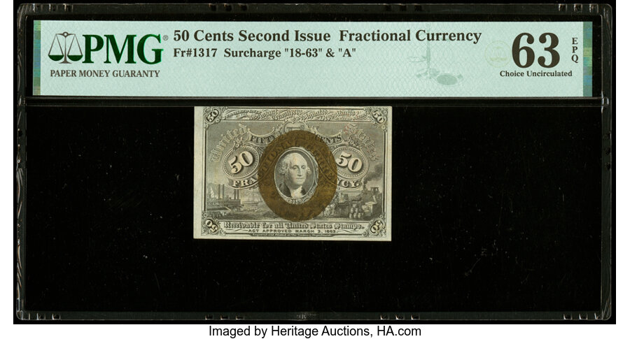 image for: Fr. 1317 50¢ Second Issue PMG Choice Uncirculated 63 EPQ....