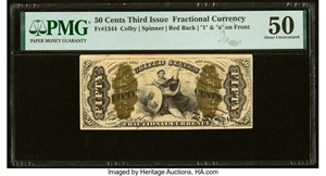 image for: Fr. 1344 50¢ Third Issue Justice PMG About Uncirculated 50....