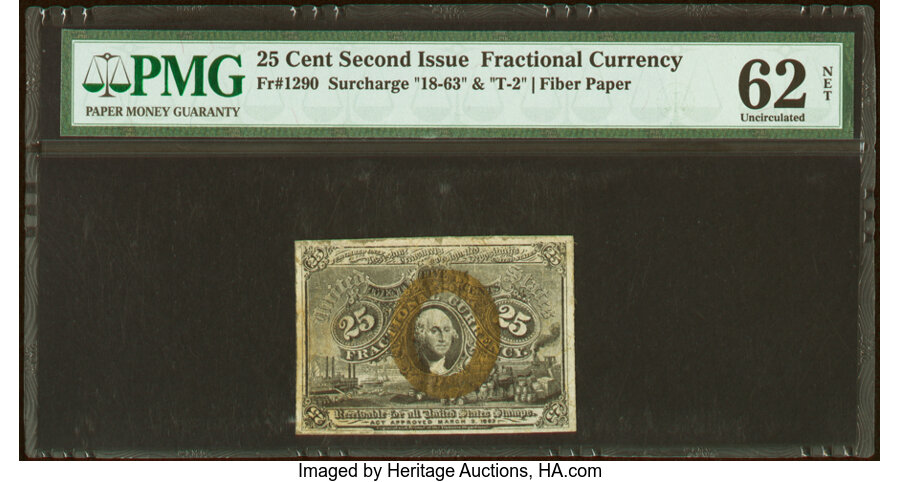 image for: Fr. 1290 25¢ Second Issue PMG Uncirculated 62 Net....