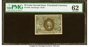 image for: Fr. 1245 10¢ Second Issue PMG Uncirculated 62....