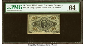 image for: Fr. 1256 10¢ Third Issue PMG Choice Uncirculated 64....