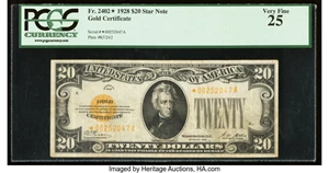 image for: Fr. 2402* $20 1928 Gold Certificate Star. PCGS Very Fine 25....