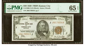 image for: Fr. 1880-J $50 1929 Federal Reserve Bank Note. PMG Gem Uncirculated 65 EPQ....