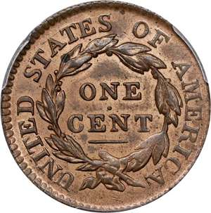 image for: 1817 Matron Head Cent. N-14. Rarity-1. 13 Stars. MS-62 RB (PCGS).