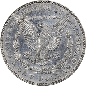 image for: 1878 Morgan Silver Dollar. 7/8 Tailfeathers. Weak. VAM-44. Top 100 Variety. 7/5 Tailfeathers, Tripled Blossoms. AU Details--Cleaned (PCGS).
