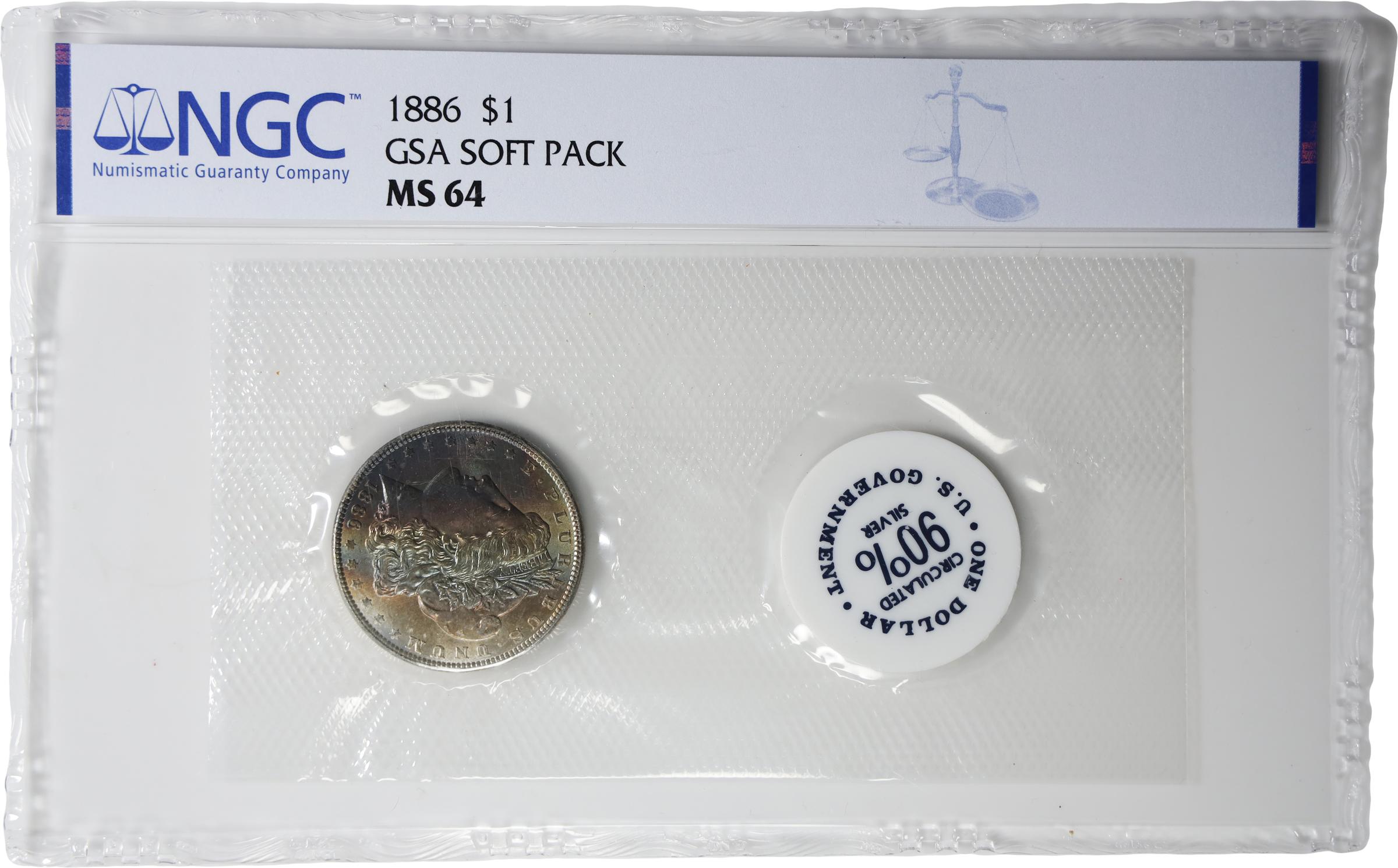 image for: 1886 GSA Morgan Silver Dollar. Soft Pack. MS-64 (NGC).