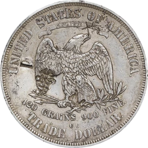 image for: 1875-CC Trade Dollar. Type I/I. Chop Mark. EF-45 (PCGS).