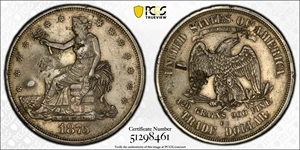 image for: 1875-CC Trade Dollar. Type I/I. Chop Mark. EF-45 (PCGS).