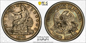 image for: 1876-S Trade Dollar. Type I/II. Chop Mark. EF-40 (PCGS).