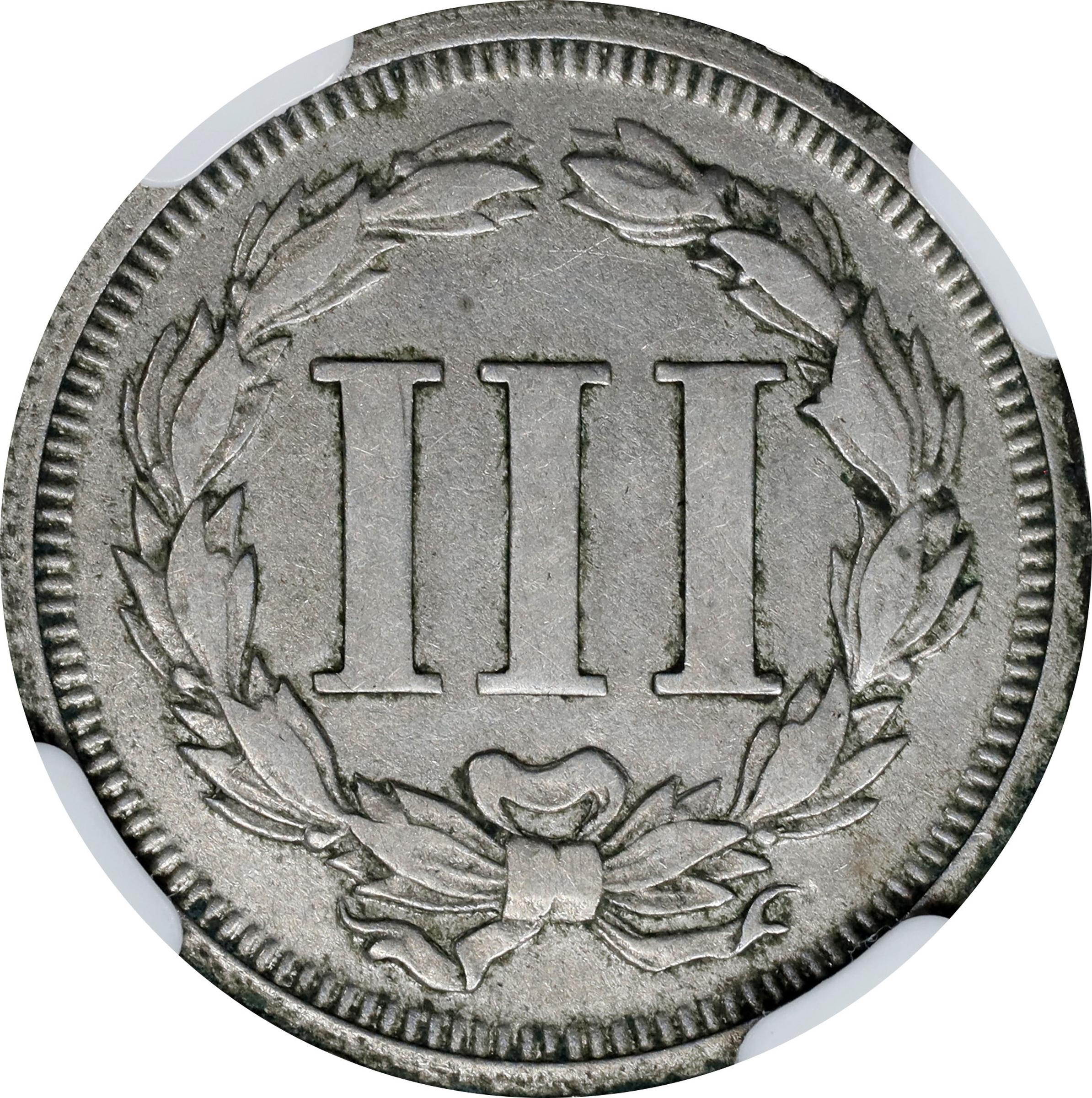 image for: 1869 Pattern Nickel Three-Cent Piece. Judd-676, Pollock-755. Rarity-4. Nickel. Plain Edge. Proof-40 (NGC).