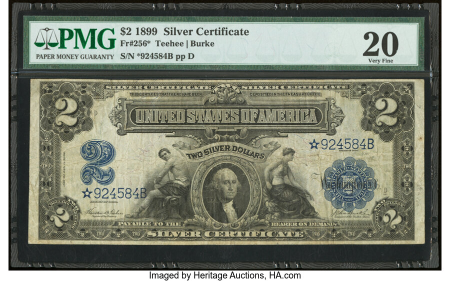 image for: Fr. 256* $2 1899 Silver Certificate Star PMG Very Fine 20....