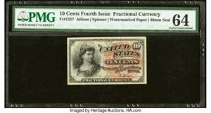 image for: Fr. 1257 10¢ Fourth Issue PMG Choice Uncirculated 64....