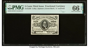 image for: Fr. 1239 5¢ Third Issue PMG Gem Uncirculated 66 EPQ....