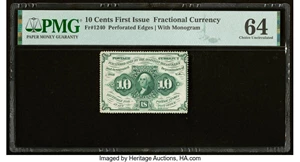 image for: Fr. 1240 10¢ First Issue PMG Choice Uncirculated 64....
