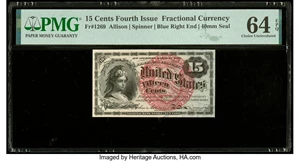 image for: Fr. 1269 15¢ Fourth Issue PMG Choice Uncirculated 64 EPQ....