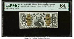 image for: Fr. 1342 50¢ Third Issue Spinner Type II PMG Choice Uncirculated 64....