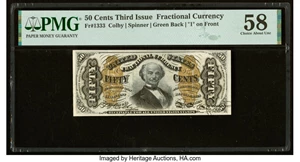 image for: Fr. 1333 50¢ Third Issue Spinner PMG Choice About Unc 58....