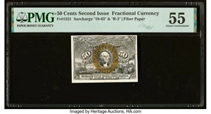 image for: Fr. 1321 50¢ Second Issue PMG About Uncirculated 55....