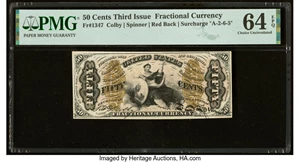 image for: Fr. 1347 50¢ Third Issue Justice PMG Choice Uncirculated 64 EPQ....