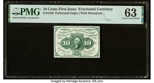 image for: Fr. 1240 10¢ First Issue PMG Choice Uncirculated 63....